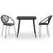 Ensemble à dîner d'extérieur 3 pcs Rotin PVC Noir - Photo n°1