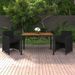 Ensemble à dîner de jardin avec coussins 3 pcs poly rotin noir - Photo n°1