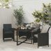 Ensemble à dîner de jardin avec coussins 5 pcs poly rotin noir - Photo n°1