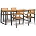 Ensemble à manger de jardin 5 pcs bois d'acacia massif et métal - Photo n°1