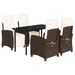 Ensemble à manger de jardin 5 pcs et coussins marron poly rotin - Photo n°1