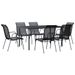Ensemble à manger de jardin 7 pcs noir textilène et acier - Photo n°1