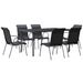 Ensemble à manger de jardin 7 pcs noir textilène et acier - Photo n°1