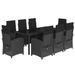 Ensemble à manger de jardin 9pcs coussins noir résine tressée - Photo n°1