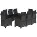Ensemble à manger de jardin 9pcs coussins noir résine tressée - Photo n°1