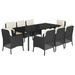 Ensemble à manger de jardin 9pcs coussins noir résine tressée - Photo n°1