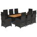 Ensemble à manger de jardin 9pcs coussins noir résine tressée - Photo n°1