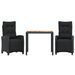 Ensemble à manger de jardin avec coussins 3 pcs Noir - Photo n°1