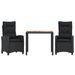 Ensemble à manger de jardin avec coussins 3 pcs Noir - Photo n°1