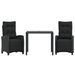 Ensemble à manger de jardin avec coussins 3 pcs Noir - Photo n°1