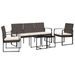 Ensemble à manger de jardin avec coussins 5 pcs marron rotin PP - Photo n°1