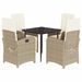 Ensemble à manger de jardin avec coussins 5pcs Beige poly rotin - Photo n°1