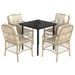 Ensemble à manger de jardin avec coussins 5pcs Beige poly rotin - Photo n°1
