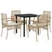 Ensemble à manger de jardin avec coussins 5pcs Beige poly rotin - Photo n°1