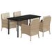 Ensemble à manger de jardin avec coussins 5pcs Beige poly rotin - Photo n°1