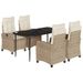Ensemble à manger de jardin avec coussins 5pcs Beige poly rotin - Photo n°1