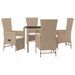 Ensemble à manger de jardin avec coussins 5pcs Beige poly rotin - Photo n°3