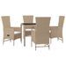 Ensemble à manger de jardin avec coussins 5pcs Beige poly rotin - Photo n°3