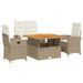 Ensemble à manger de jardin coussins 4 pcs beige résine tressée - Photo n°1