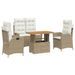 Ensemble à manger de jardin coussins 4 pcs beige résine tressée - Photo n°1