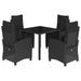 Ensemble à manger de jardin coussins 5pcs Noir Résine tressée - Photo n°1