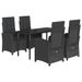 Ensemble à manger de jardin coussins 5pcs Noir Résine tressée - Photo n°1