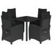 Ensemble à manger de jardin coussins 5pcs Noir Résine tressée - Photo n°1