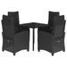 Ensemble à manger de jardin coussins 5pcs Noir Résine tressée - Photo n°1
