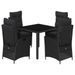Ensemble à manger de jardin coussins 5pcs Noir Résine tressée - Photo n°1