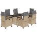 Ensemble à manger de jardin coussins 7 pcs mélange beige rotin - Photo n°1