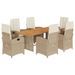 Ensemble à manger de jardin coussins 7 pcs mélange beige rotin - Photo n°1
