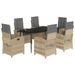 Ensemble à manger de jardin coussins 7 pcs mélange beige rotin - Photo n°1