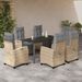 Ensemble à manger de jardin coussins 7 pcs mélange beige rotin - Photo n°1
