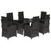 Ensemble à manger de jardin coussins 7pcs Noir Résine tressée - Photo n°1
