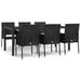 Ensemble à manger de jardin coussins 7pcs Noir Résine tressée - Photo n°1