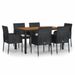 Ensemble à manger de jardin coussins 7pcs Noir Résine tressée - Photo n°1
