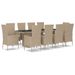 Ensemble à manger de jardin et coussins 11 pcs beige poly rotin - Photo n°1