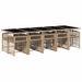 Ensemble à manger de jardin et coussins 11 pcs beige poly rotin - Photo n°3