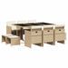 Ensemble à manger de jardin et coussins 11 pcs beige poly rotin - Photo n°2