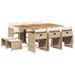 Ensemble à manger de jardin et coussins 11 pcs beige poly rotin - Photo n°2