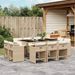 Ensemble à manger de jardin et coussins 11 pcs beige poly rotin - Photo n°1