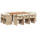 Ensemble à manger de jardin et coussins 11 pcs beige poly rotin - Photo n°2