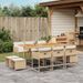 Ensemble à manger de jardin et coussins 11 pcs beige poly rotin - Photo n°1