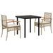 Ensemble à manger de jardin et coussins 3 pcs Beige poly rotin - Photo n°1