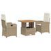 Ensemble à manger de jardin et coussins 3 pcs Beige poly rotin - Photo n°1