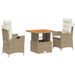 Ensemble à manger de jardin et coussins 3 pcs Beige poly rotin - Photo n°1