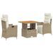 Ensemble à manger de jardin et coussins 3 pcs Beige poly rotin - Photo n°1