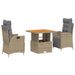 Ensemble à manger de jardin et coussins 3 pcs Beige poly rotin - Photo n°1