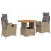 Ensemble à manger de jardin et coussins 3 pcs Beige poly rotin - Photo n°1