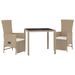 Ensemble à manger de jardin et coussins 3 pcs Beige poly rotin - Photo n°3